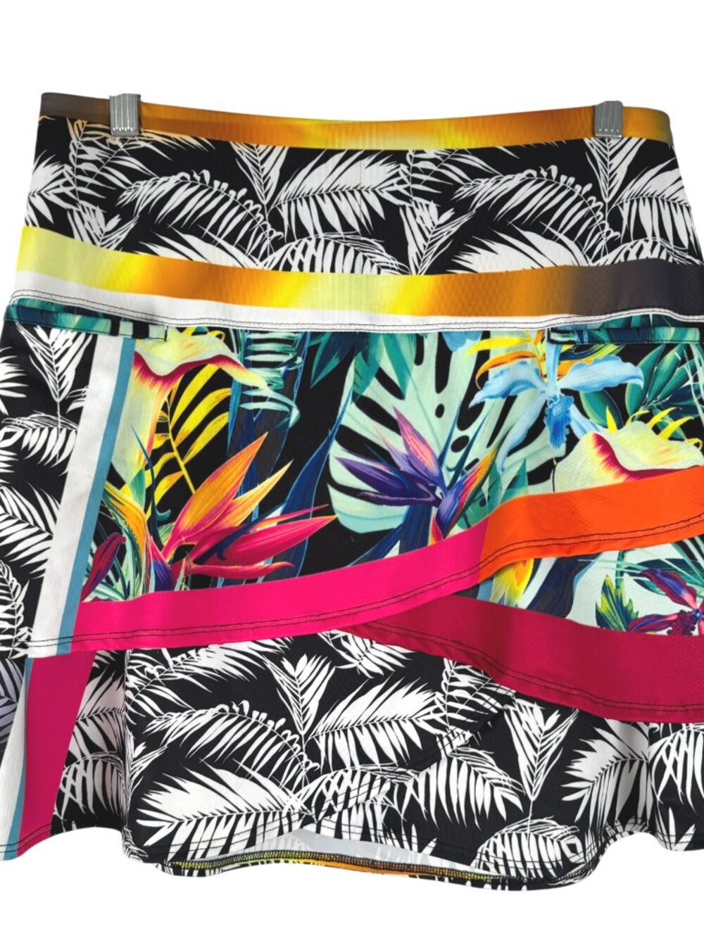 Lucky In Love Skort Skirt Medium Tropical Floral Leaves Tiered Tennis SS-2393